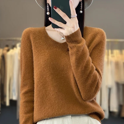 Women’s Merino Wool V-Neck Sweater