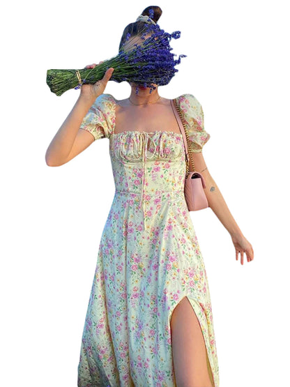Floral Puff Sleeve Maxi Dress