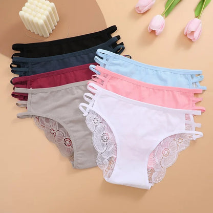 3PC Floral Lace Low-Rise Panty Set