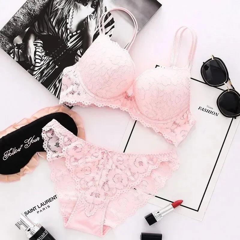 Japanese Style Lace Push-Up Bra Set