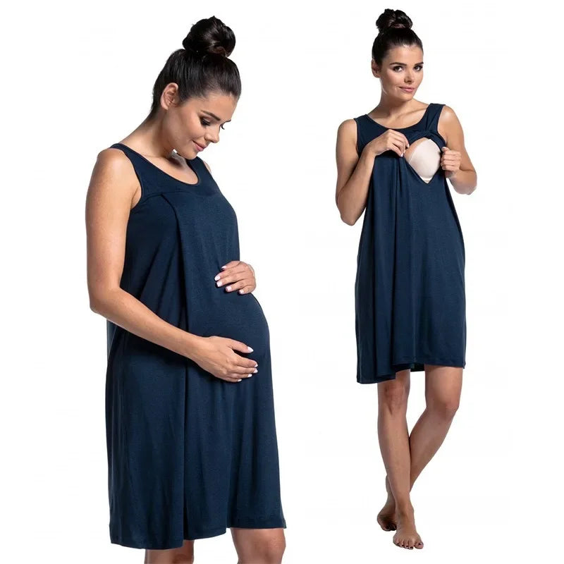 Solid Color Nursing Dress