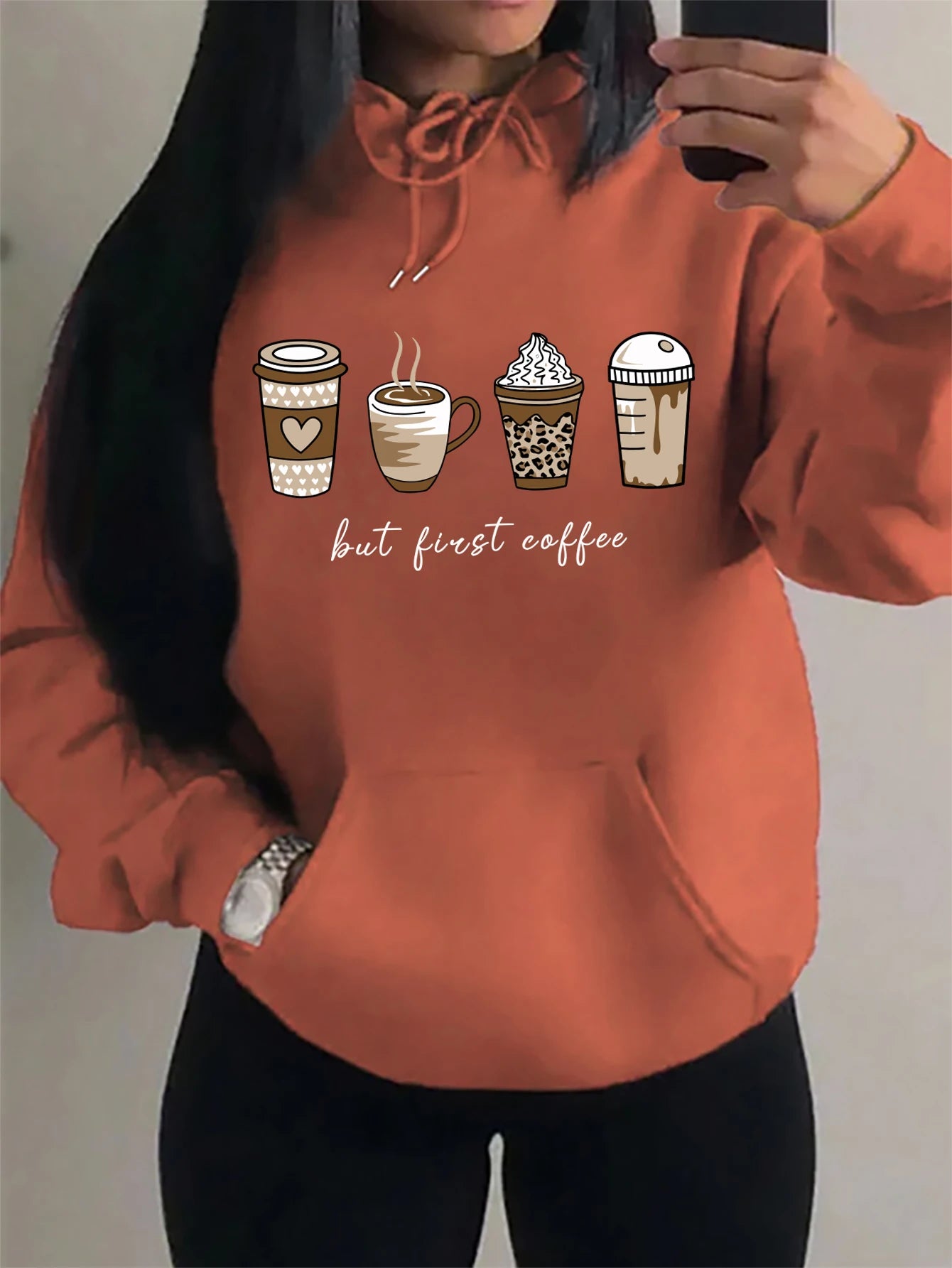 But First Coffee Pattern Hoodie