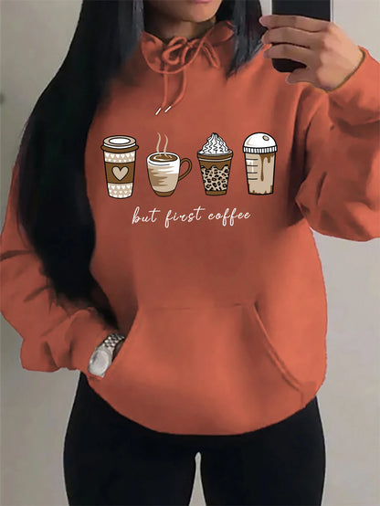 But First Coffee Pattern Hoodie