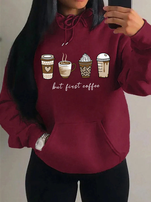 But First Coffee Pattern Hoodie
