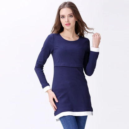 High Collar Long Sleeve Nursing Top