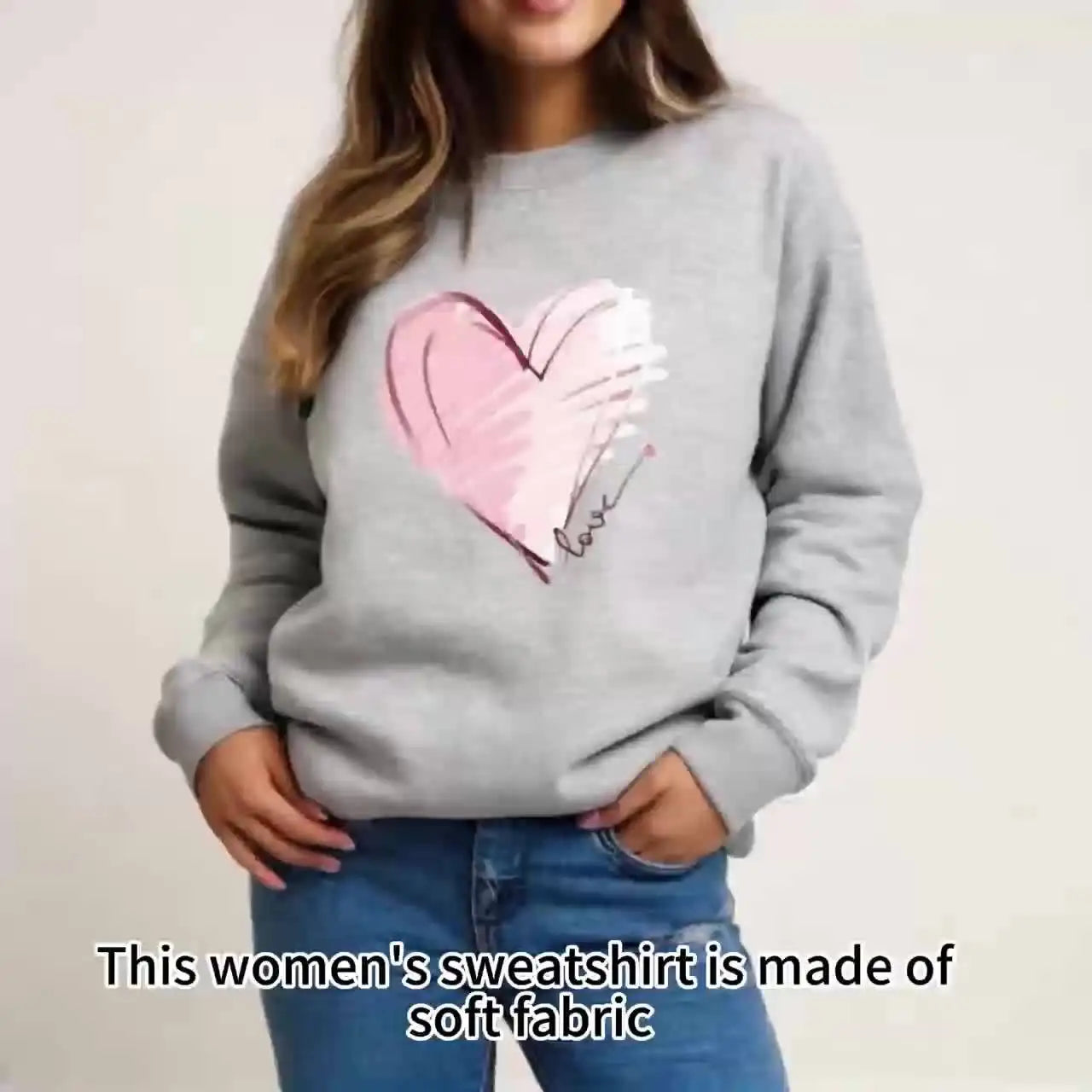 Women’s Heart Print Casual Sweatshirt