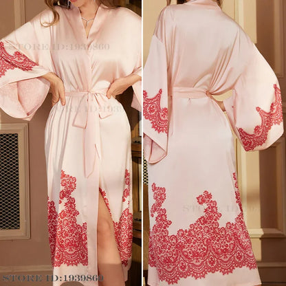 Silk Lace Kimono Sleepwear Robe
