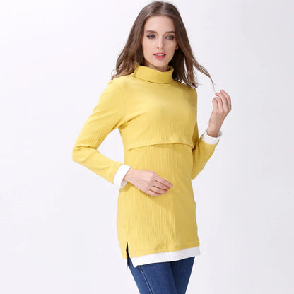 High Collar Long Sleeve Nursing Top