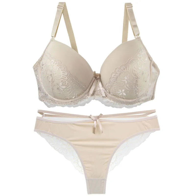 Seamless Plus Size Push-Up Lace Set