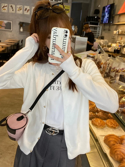 Korean Solid Color Knit Cardigan