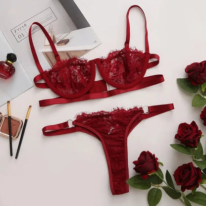 Lace Transparent Push-Up Lingerie Set