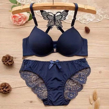 Sexy Red Front-Button Push-Up Bra Set