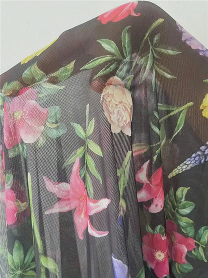 Floral Mesh Ruffle Babydoll Nightdress