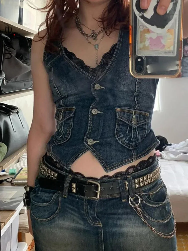 European Style Slim Denim Vest