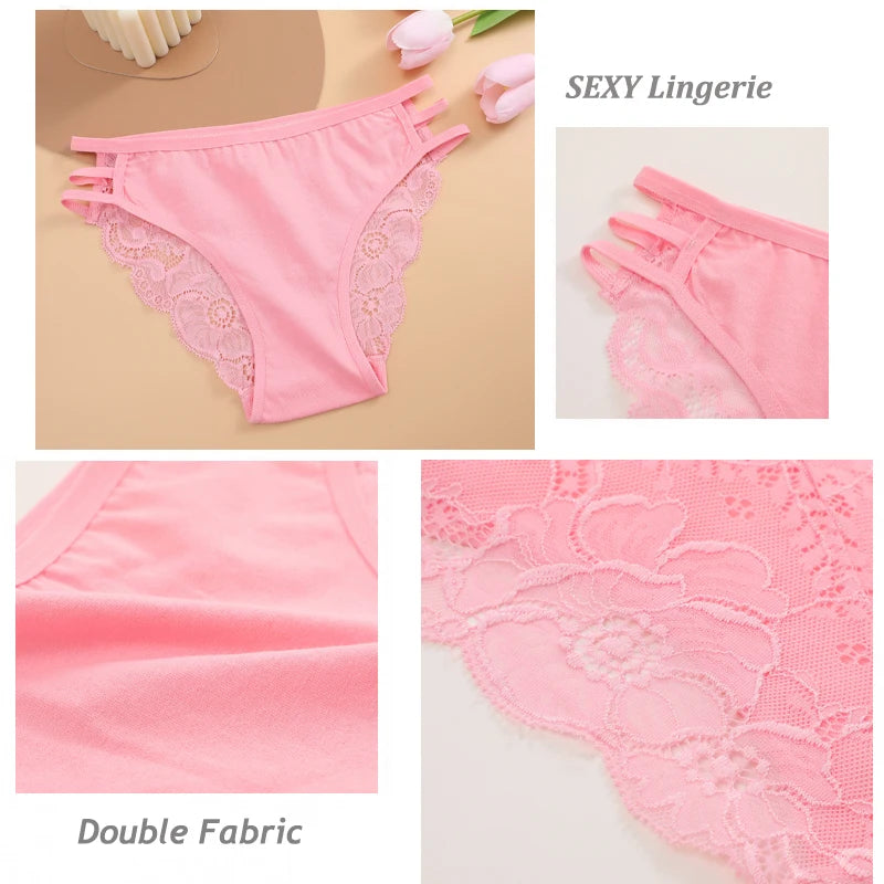 3PC Floral Lace Low-Rise Panty Set