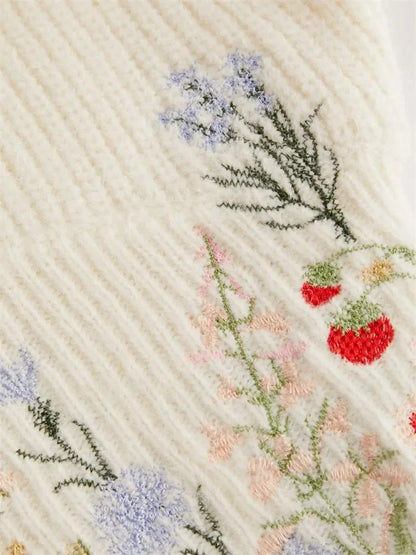 Women's Floral Embroidered Lantern Sweater
