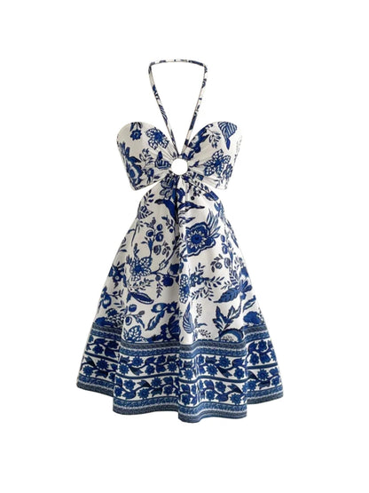 Romantic Floral Print Vacation Dress