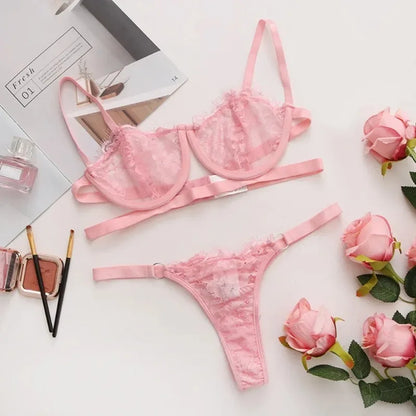 Lace Transparent Push-Up Lingerie Set
