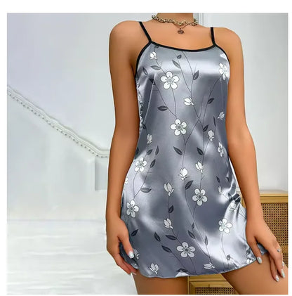 Women’s Summer Floral Satin Nightgown
