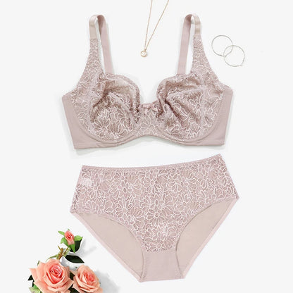 Plus Size Breathable Lace Lingerie Set