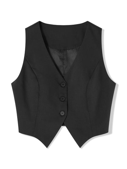 Women's Fashion Black Sleeveless Vests