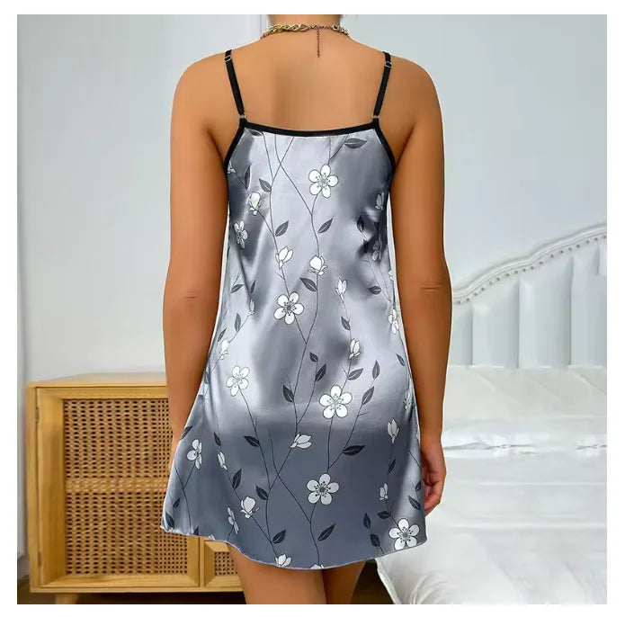 Women’s Summer Floral Satin Nightgown