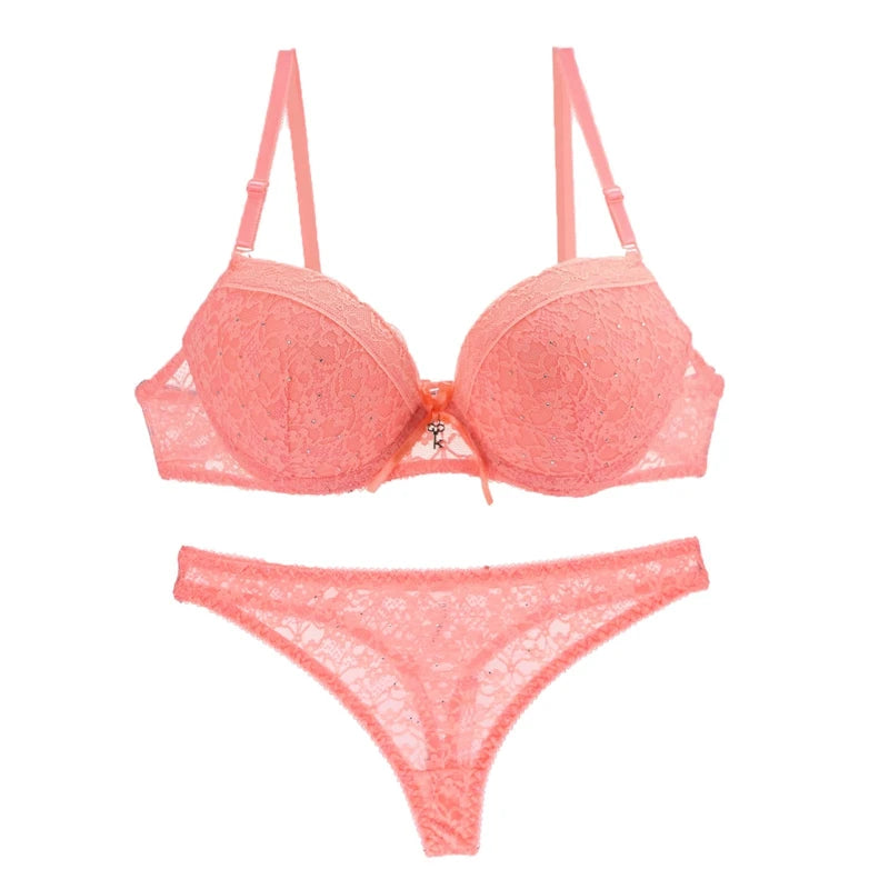 Multicolor Push-Up Lace Bra Set