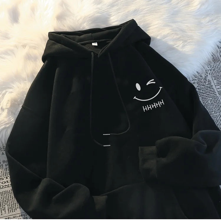 Women's Smiling Face Couple Hooded