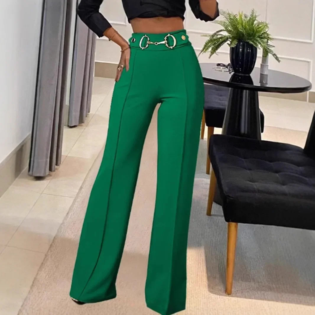 Solid Color Women's Straight-Leg Pants