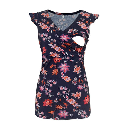 Striped V-Neck Nursing Tee