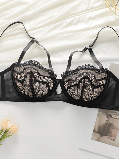 Lace Hollow 3/4 Push-Up Bra Set