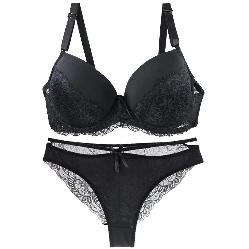 Seamless Plus Size Push-Up Lace Set