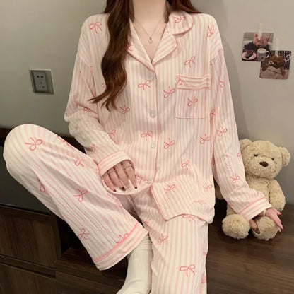 Striped Maternity Cardigan Pajama Set