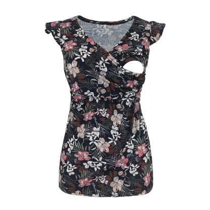 Striped V-Neck Nursing Tee