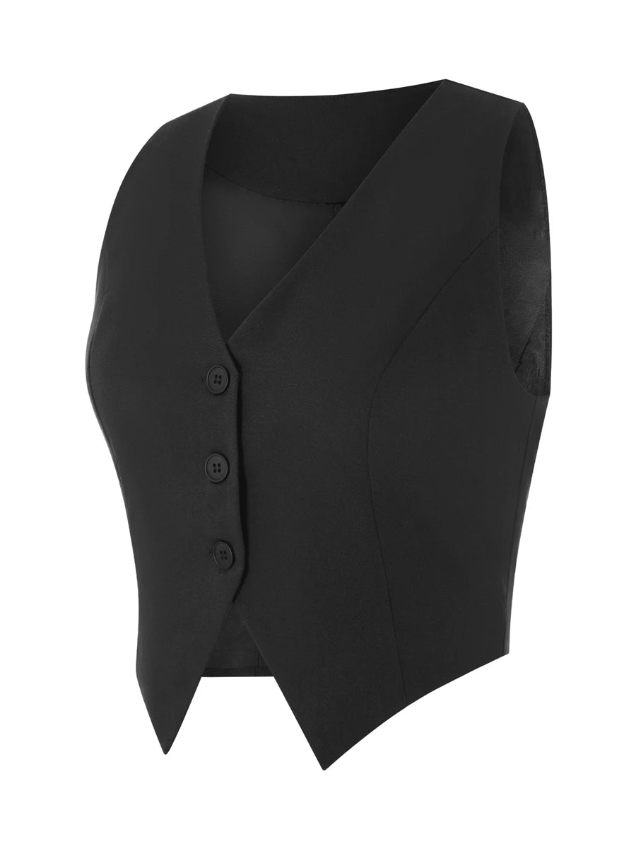 Women's Fashion Black Sleeveless Vests