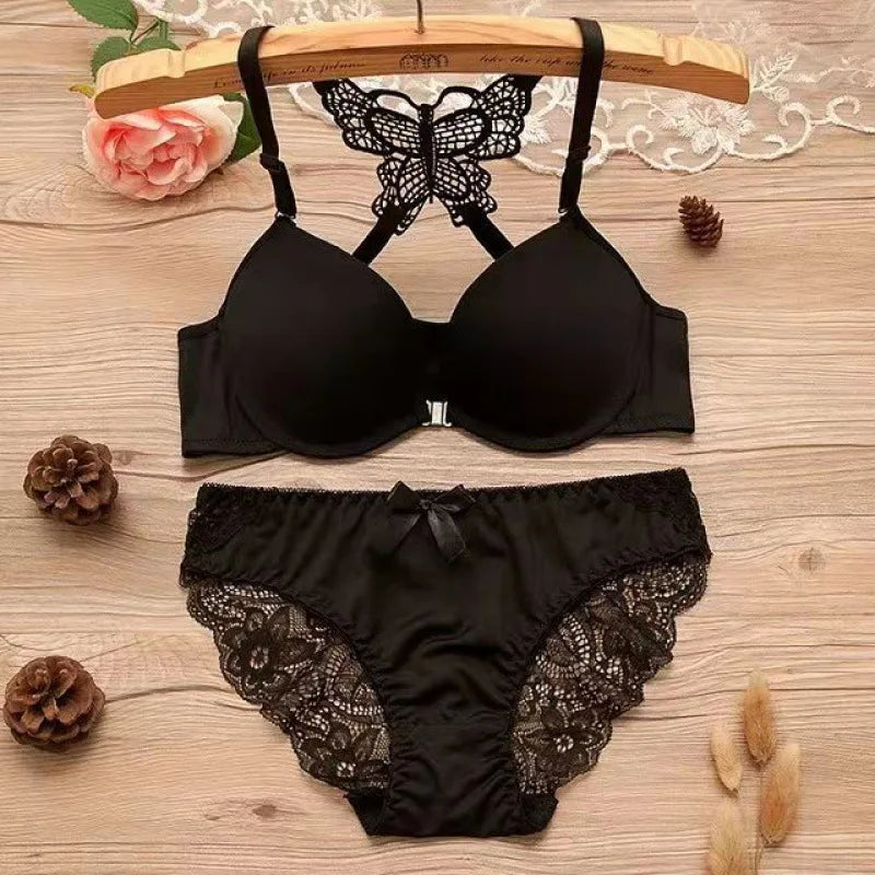 Sexy Red Front-Button Push-Up Bra Set