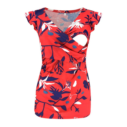 Striped V-Neck Nursing Tee