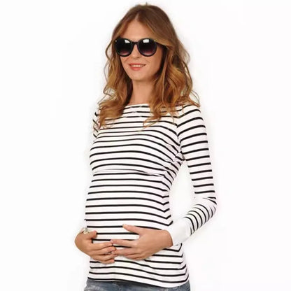 Striped Long Sleeve Nursing Tee