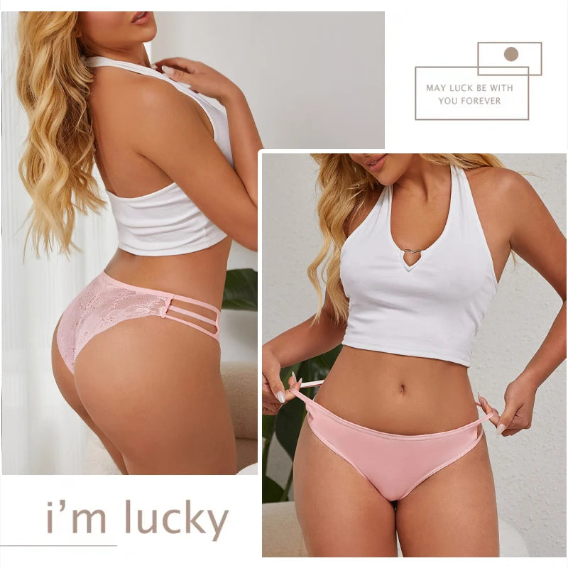 3PC Floral Lace Low-Rise Panty Set
