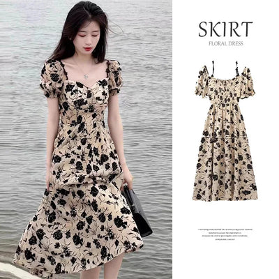 High Waist Bubble Sleeve Dress
