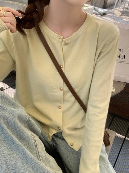 Korean Solid Color Knit Cardigan