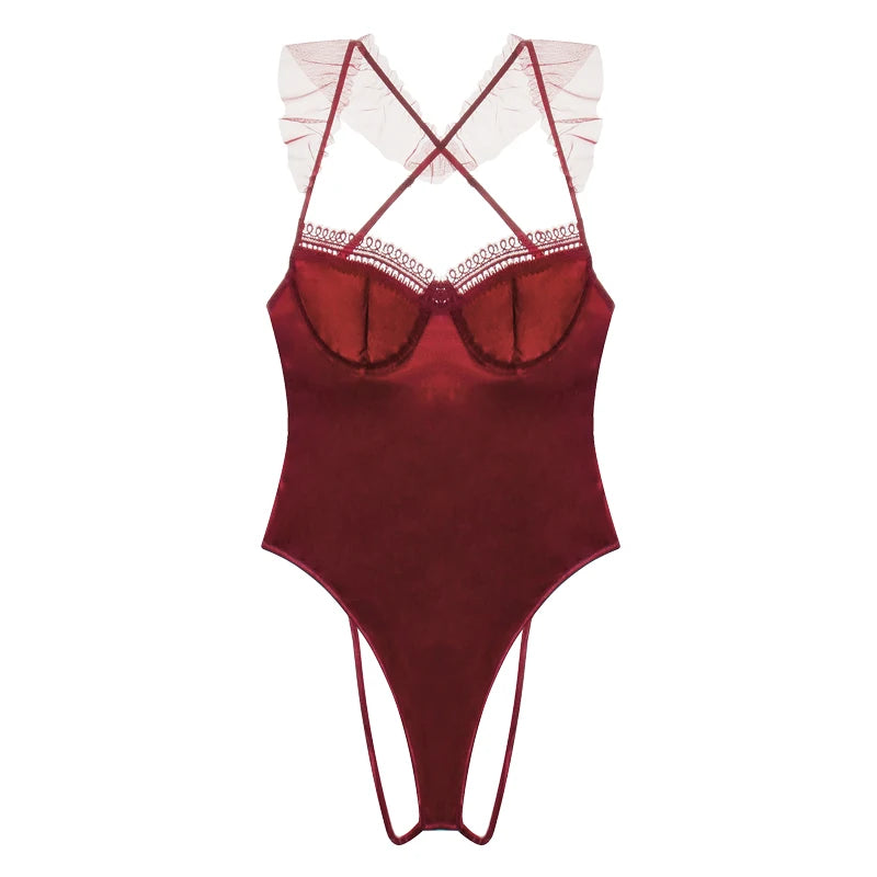 Sexy Velvet Halter Lingerie Set