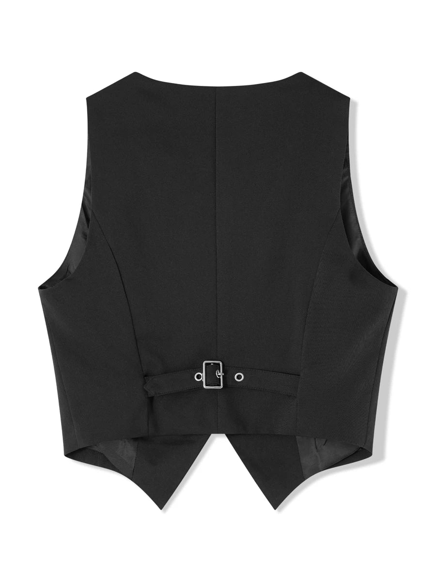 Women's Fashion Black Sleeveless Vests