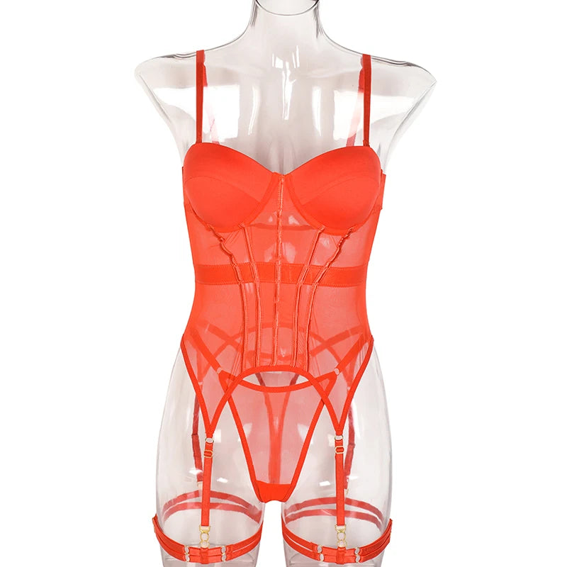 Luxury Mesh Backless Bodysuit  Set