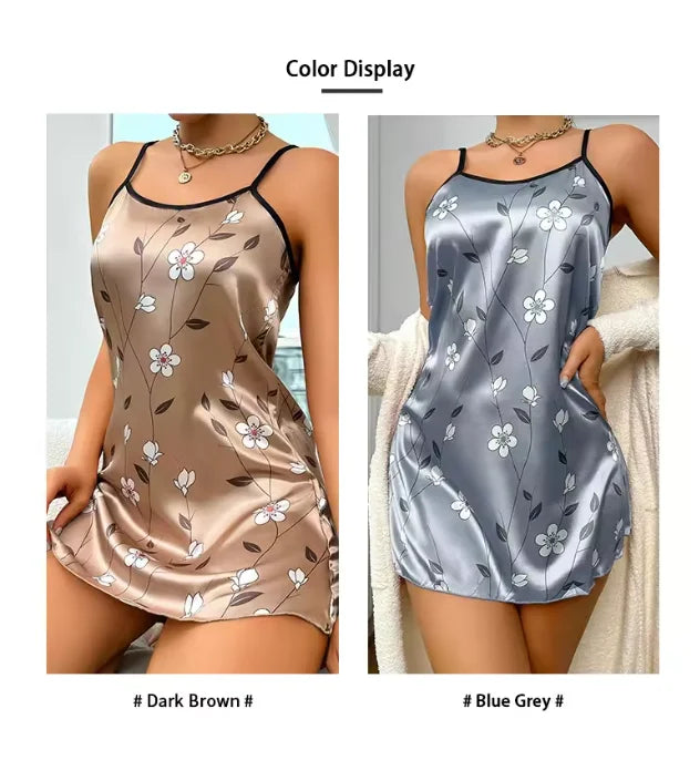 Women’s Summer Floral Satin Nightgown