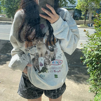 Milk Cat Graphic Sweatshirt Women