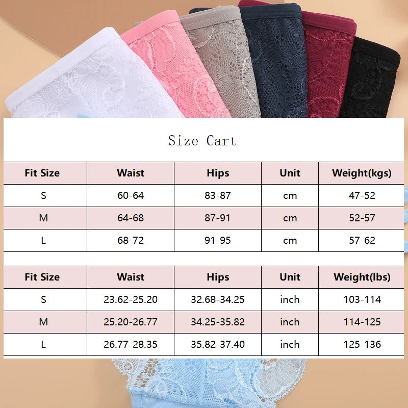 3PC Floral Lace Low-Rise Panty Set