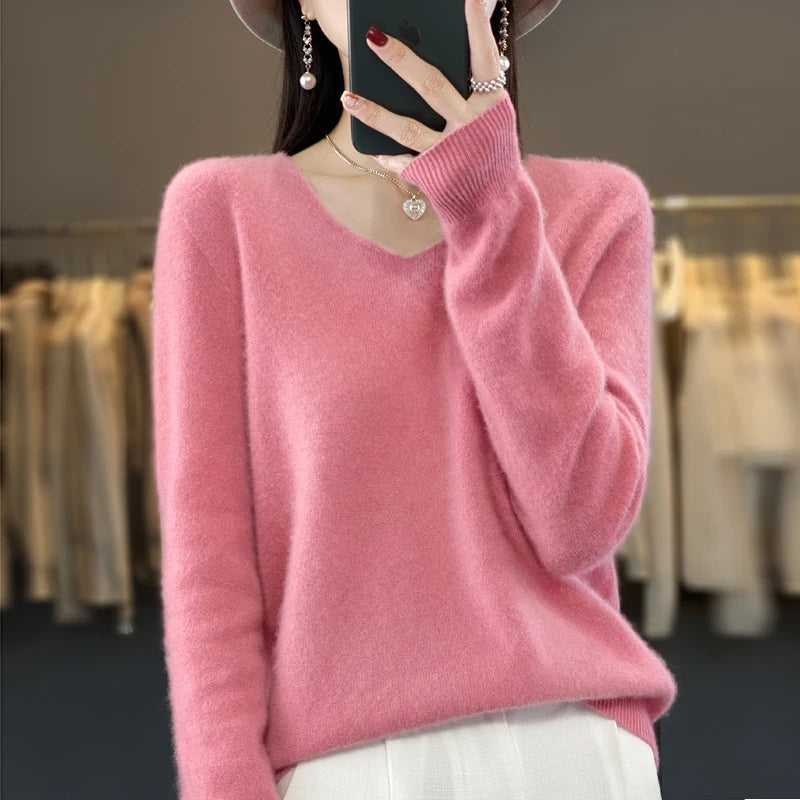 Women’s Merino Wool V-Neck Sweater