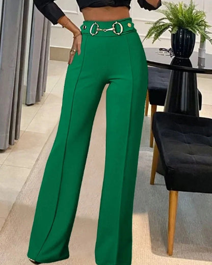 Solid Color Women's Straight-Leg Pants