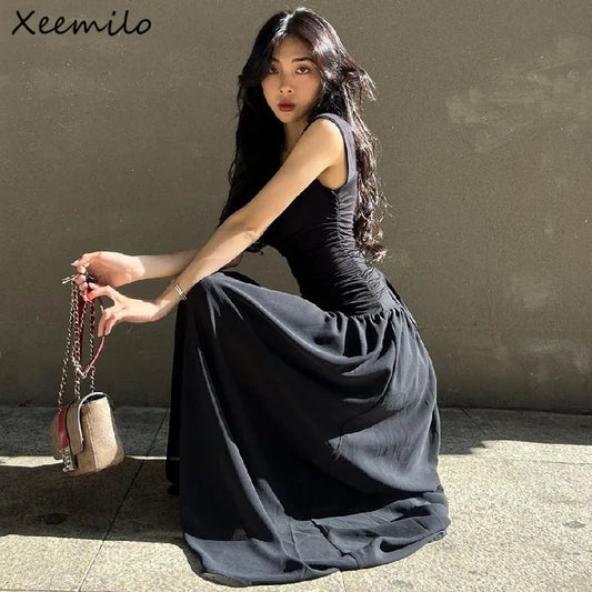 Elegant Ruched Slip Maxi Dress